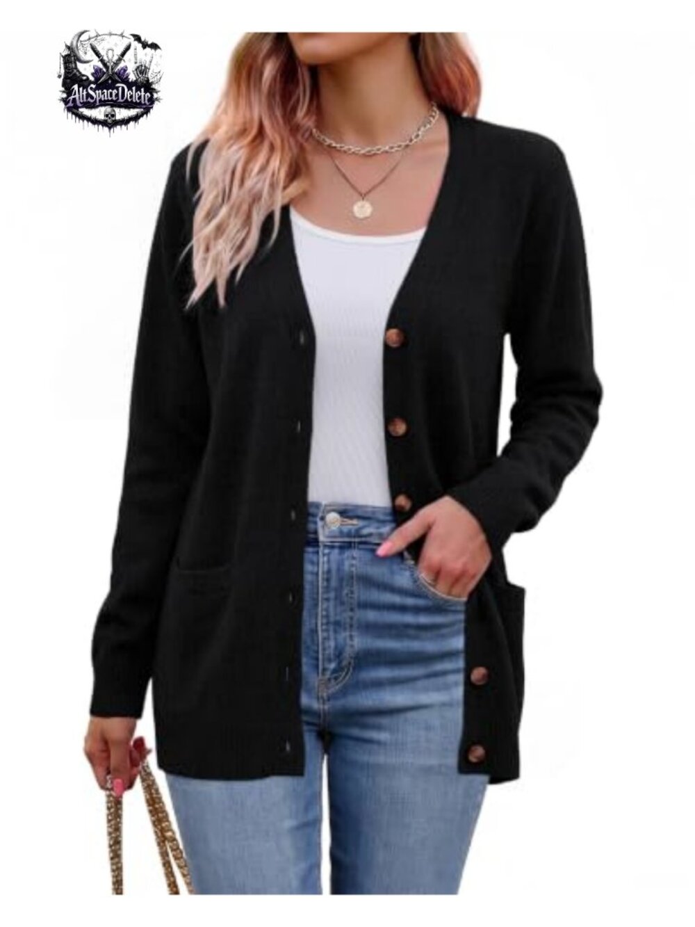 Womens Lightweight Rib Knit Cardigan Sweater Button Open Front Pockets